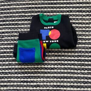 🌿Ralph Lauren Boys Kids 2P Black Color Block Shorts Sweatshirt Sweat Set 6M